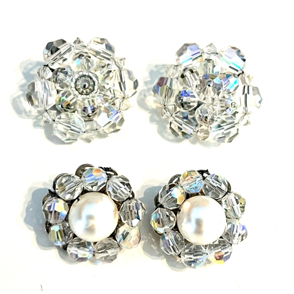Vintage 50s Swarovski Aurora Borealis Clip-On Earrings